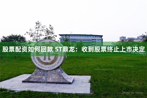 股票配资如何回款 ST鼎龙：收到股票终止上市决定