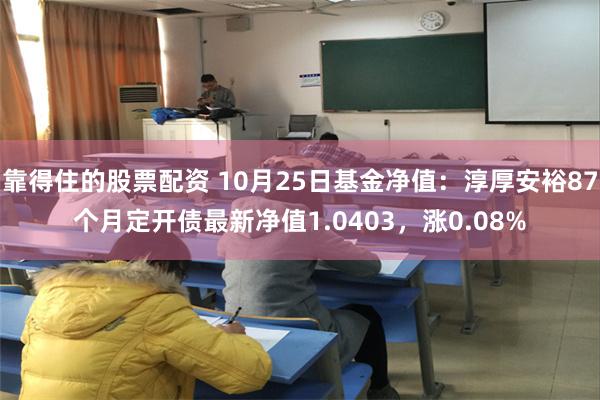 靠得住的股票配资 10月25日基金净值：淳厚安裕87个月定开债最新净值1.0403，涨0.08%