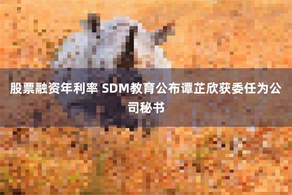 股票融资年利率 SDM教育公布谭芷欣获委任为公司秘书