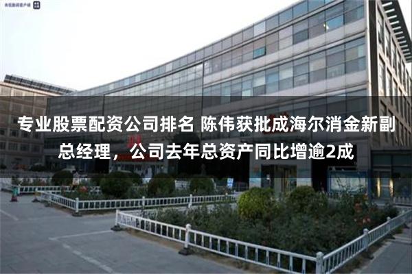 专业股票配资公司排名 陈伟获批成海尔消金新副总经理，公司去年总资产同比增逾2成